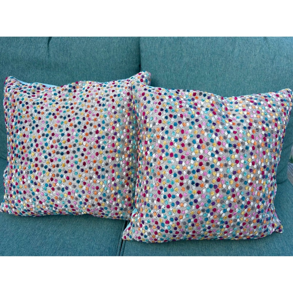 Luxury Confetti Polka Dot Duck Feather Filled MultiColor Throw Pillows Set 2 16"